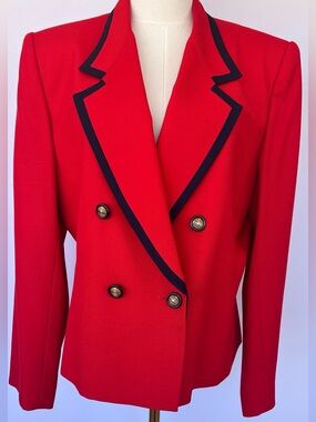 LeSuit Women’s Vintage Double-Breasted Blazer Shoulder Pads Lined Size 14